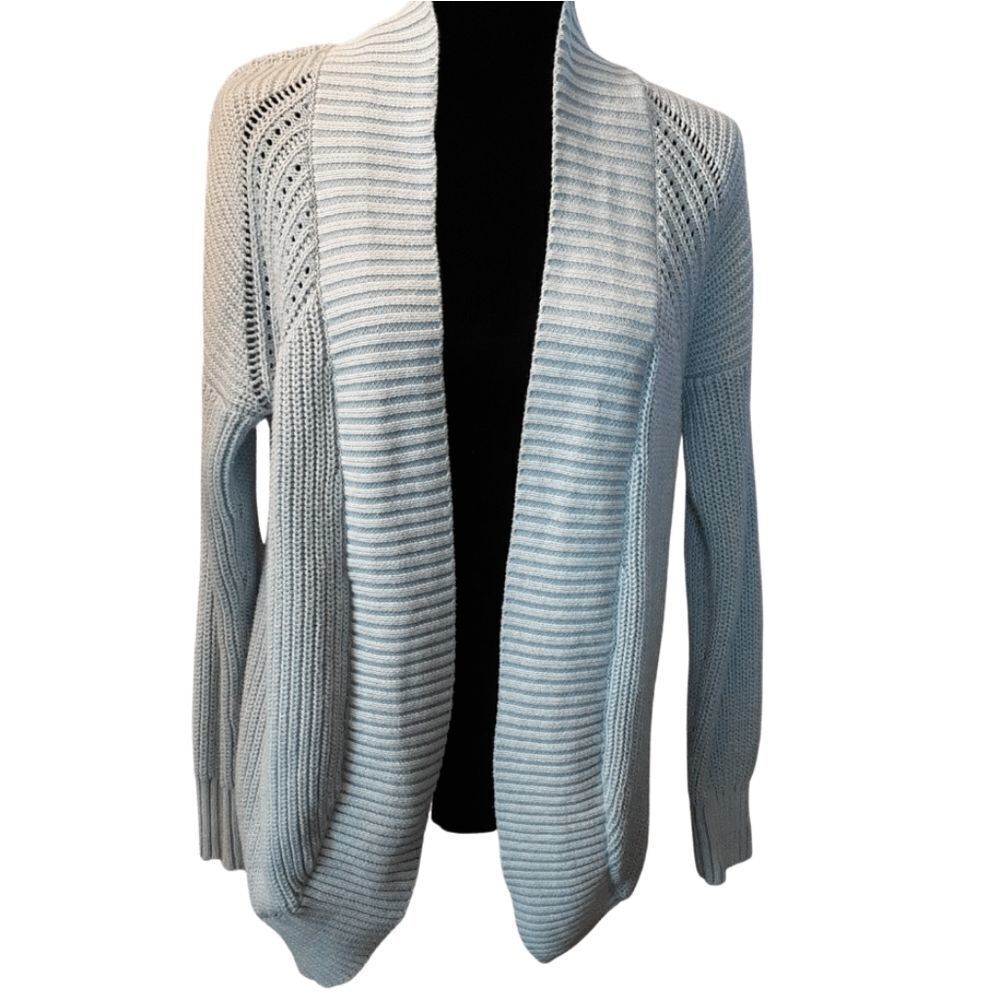 Rue 21 Open Cardigan Lacy Knit Dusky Blue 100% Cotton‎ size M